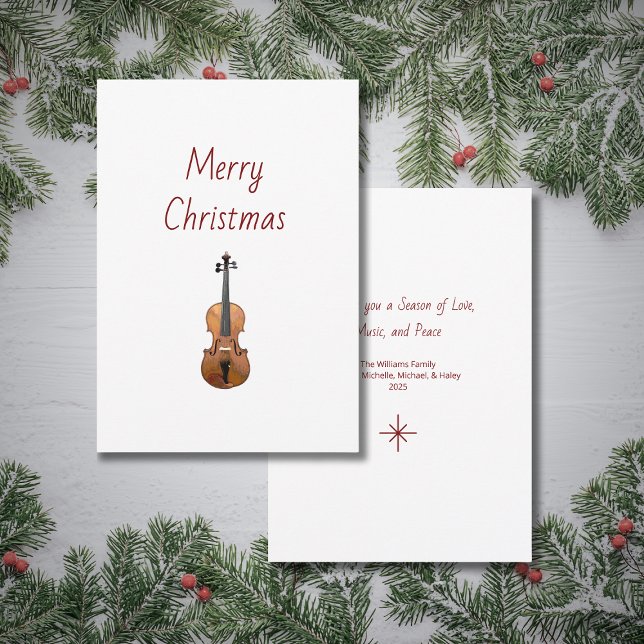 Musical Instrument Violin Merry Christmas   Julkort (Skapare uppladdad)