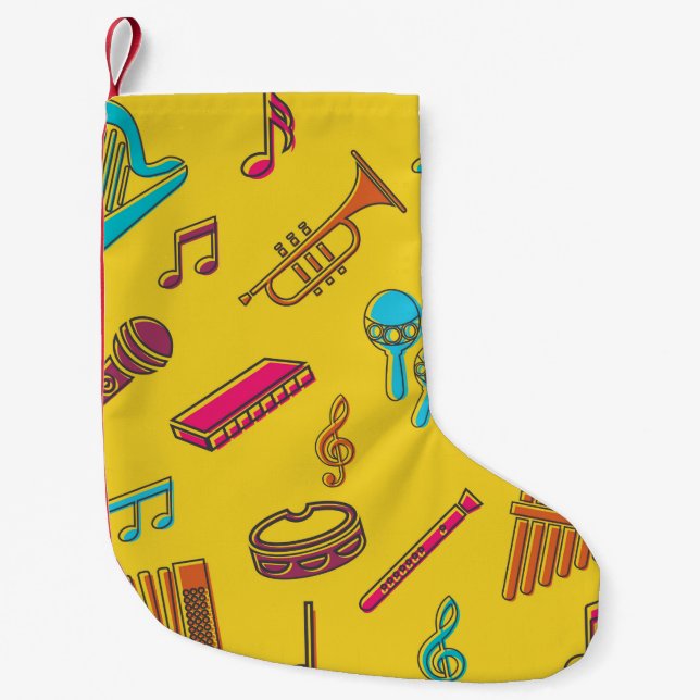 Musical instruments background. musical notes.  liten julstrumpa (Framsidan)