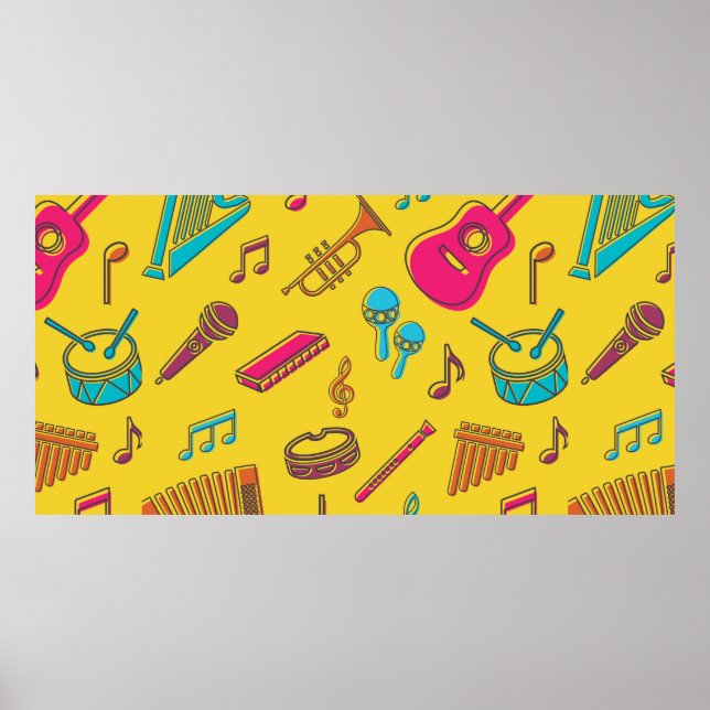 Musical instruments background. musical notes.  poster (Framsidan)
