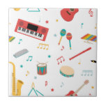 Musical Instruments Music Theme Pattern Kakelplatta<br><div class="desc">A cute hand drawn musical instruments design featuring drums,  piano,  triangle,  guitar and much more. A great kids design for bedroom,  nursery décor,  birthday,  party themes and personalized gifts. Perfect for anyone who loves making music,  enjoying musical instruments and just having fun!</div>