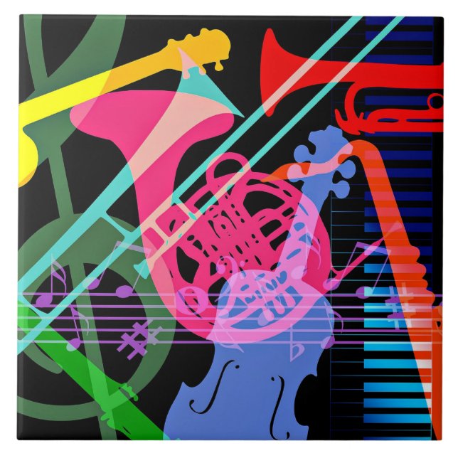 Musical Instruments Pop Art Design Kakelplatta (Framsidan)