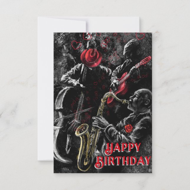Musical Jazz Band Grattis på födelsedagen Card Kort (Framsida)