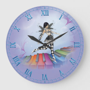 Musical Keyboard Faerie Vignette Wall Clock Stor Klocka