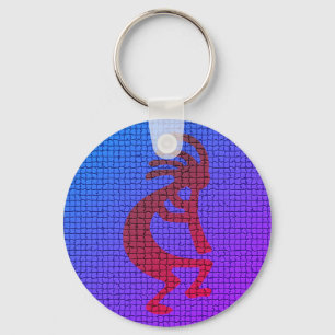 Musical Kokopelli Bright Coloful Flute Player Nyckelring
