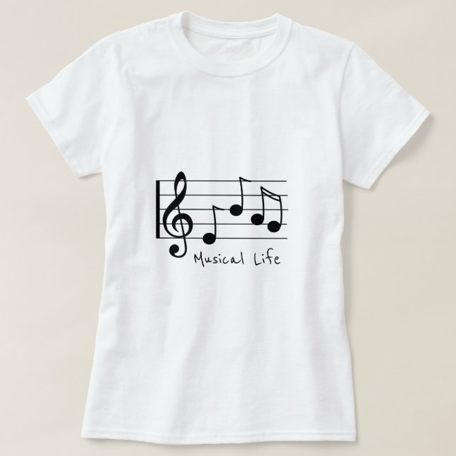 Musical Life slogan Musik noter treble clef T Shirt (Design framsida)
