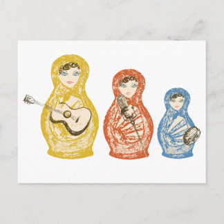 Musical Matryoshka Dolls Postcard Vykort