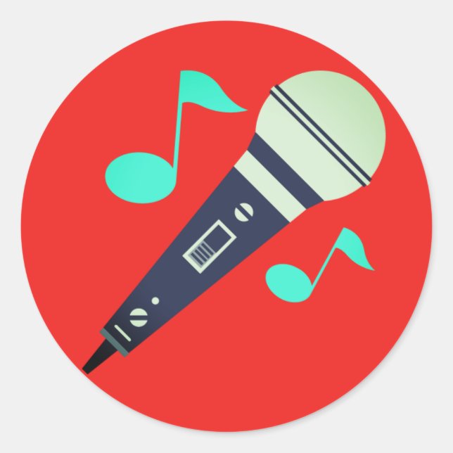 Musical Microphone Emoji Runt Klistermärke (Framsida)