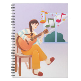 Musical Moments Notebook - Cute Girl, Guitar och Anteckningsbok