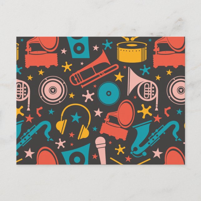 Musical Mönster - Instruments Vykort (Framsida)