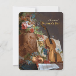 Musical Mors dag Flowers och en violin Julkort