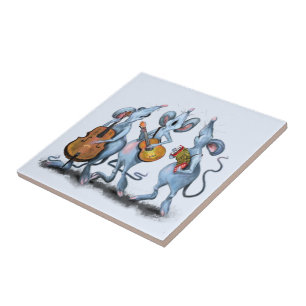 Musical Mouse Band Funny Ceramic Tile Kakelplatta