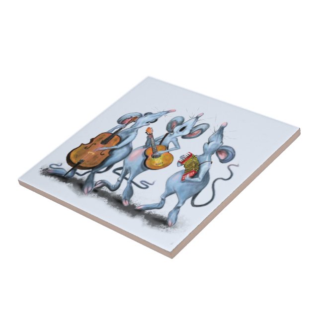 Musical Mouse Band Funny Ceramic Tile Kakelplatta (Sidan)