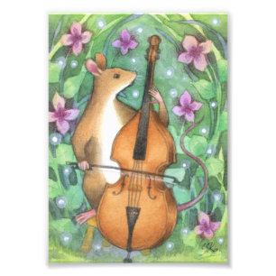 Musical Mouse Orchestra Bass Illustration Fototryck