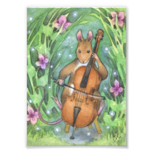 Musical Mouse Orchestra Cello Illustration Fototryck