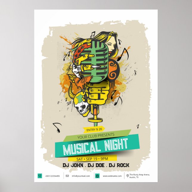 Musical Night - DJ & Klubb Art Poster (Framsidan)