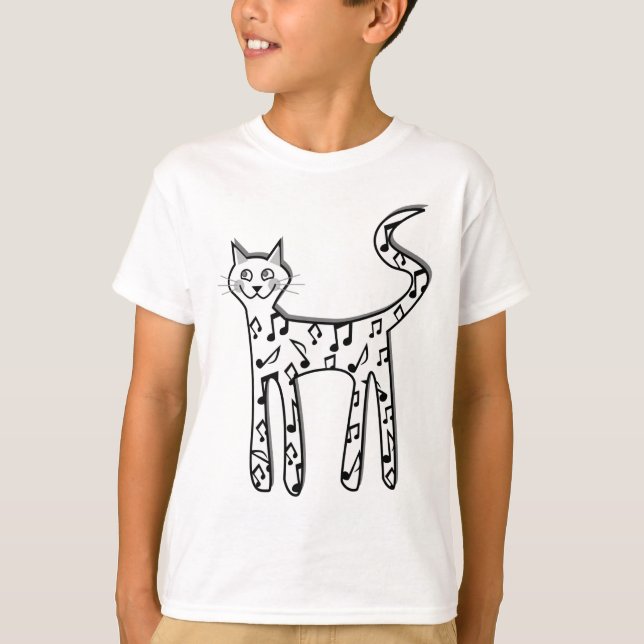 Musical Note cat T Shirt (Framsida)