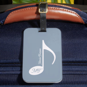 Musical Note Dusty Blue Luggage Tag Bagagebricka