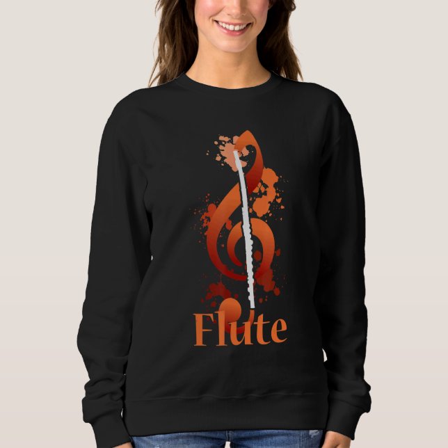 Musical Note Flute Flutist Musician T Shirt (Framsida)