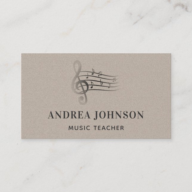 Musical Note Kraft Papper Minimalist Teacher Music Visitkort (Framsida)