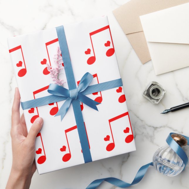 Musical Note Simple Red Hearts Presentpapper (Gifting)