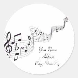 Musical Note Sticker Runt Klistermärke
