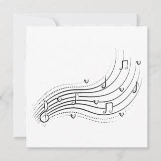 Musical note wave, black line clipart inbjudningar