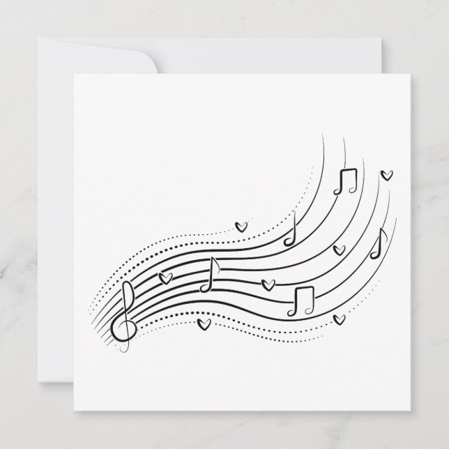 Musical note wave, black line clipart inbjudningar (Framsida)