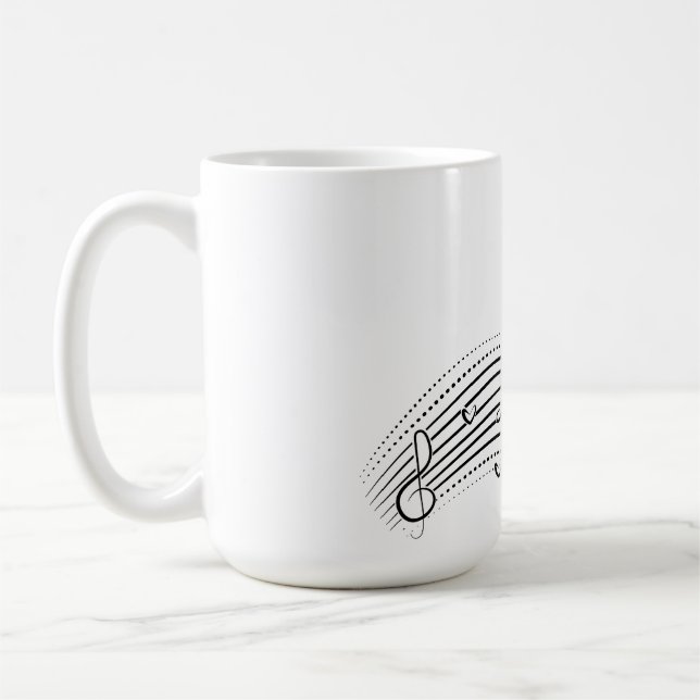 Musical note wave, black line clipart kaffemugg (Vänster)