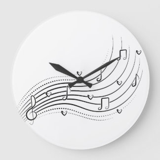 Musical note wave, black line clipart stor klocka