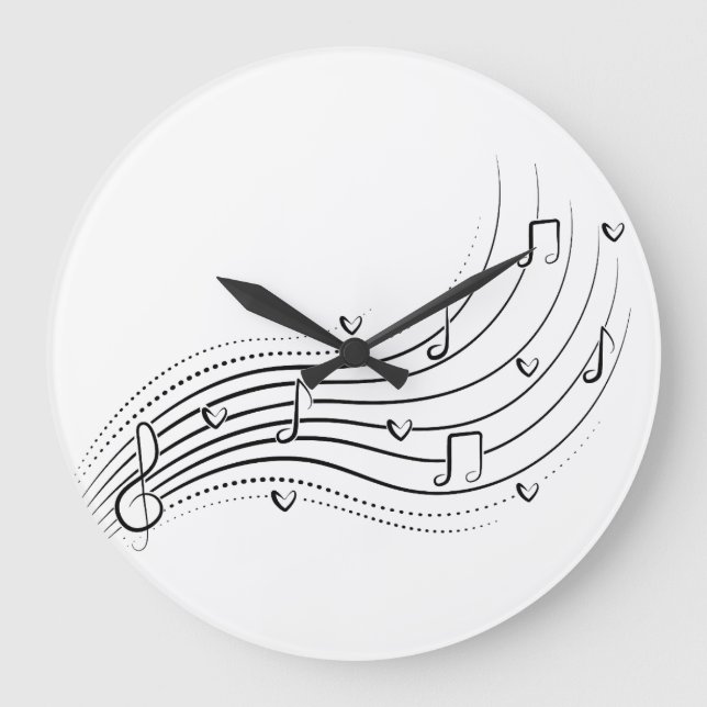 Musical note wave, black line clipart stor klocka (Framsida)