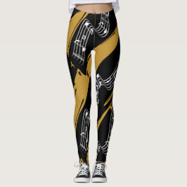 Musical notes Black Gold Modern Leggings