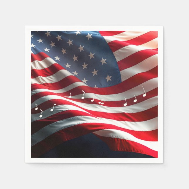 Musical Notes Floating On an American Flag Pappersservett (Framsidan)