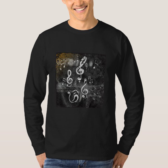 Musical Notes, Music, grunge T Shirt (Framsida)