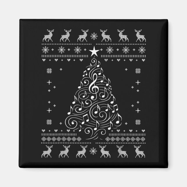 Musical Notes Tree Christmas Ugly Sweater Xmas  Magnet (Framsidan)
