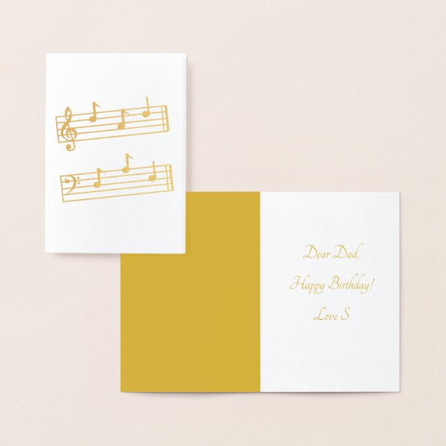 MUSICAL PAPPA NOTES TREBLE BASCLEF STAVES FAR FOLIERAT KORT (Display)