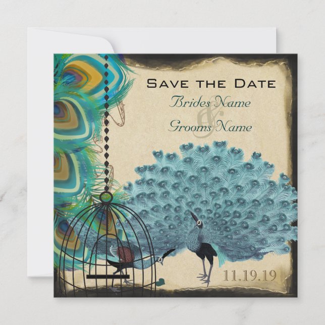 Musical Peacock Bird Cage Eggplant Spara datumet (Framsida)