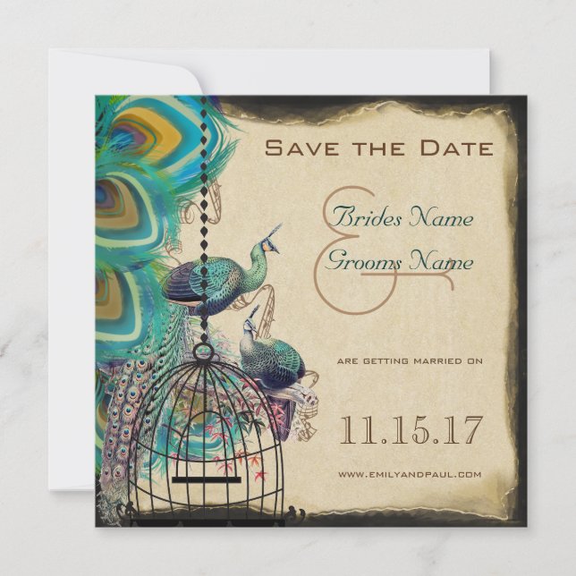 Musical Peacock Bird Cage Love birds Spara datum Datumet (Framsida)