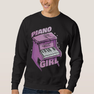 Musical Pianist Music Piano Tangentbord Piano Girl Lång Ärmad Tröja