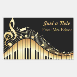 Musical Piano and Treble Clef Personlig Sticker Rektangulärt Klistermärke