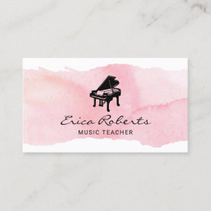 Musical Piano Logotyp Rosa Watercolor Music Visitkort