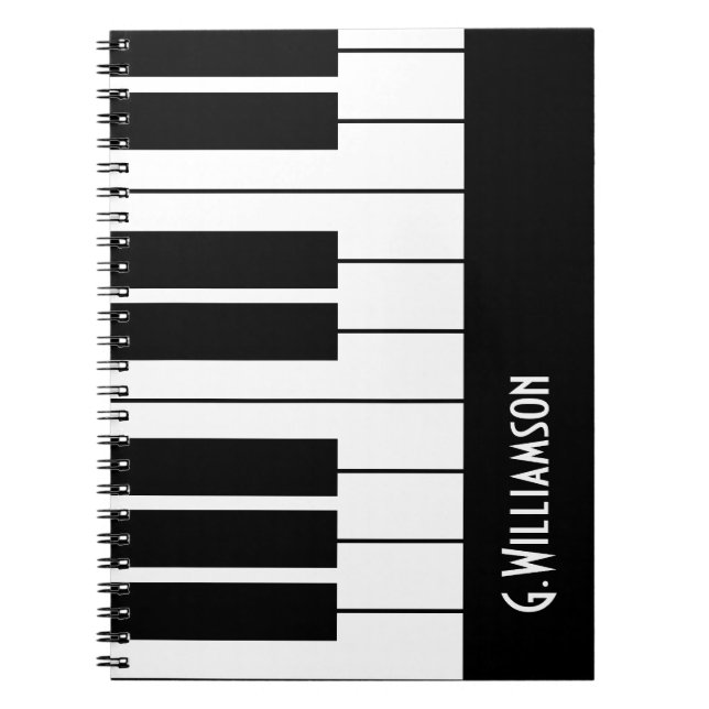 Musical Piano Nycklar | Lägg till ditt namn Anteckningsbok (Framsidan)