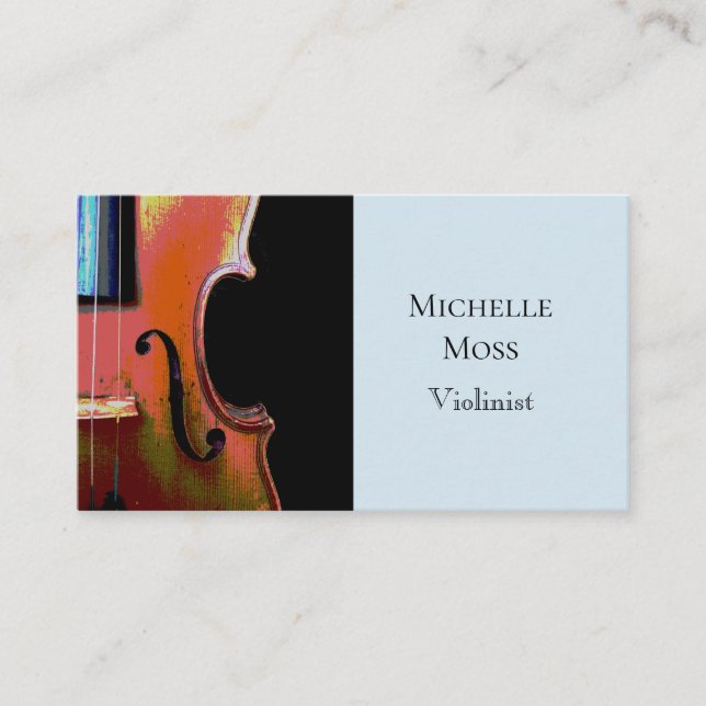 Musical Professionell Musician Violin Blue Black Visitkort (Framsida)