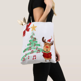 Musical Reindeer & Julgran Two-sided Tygkasse
