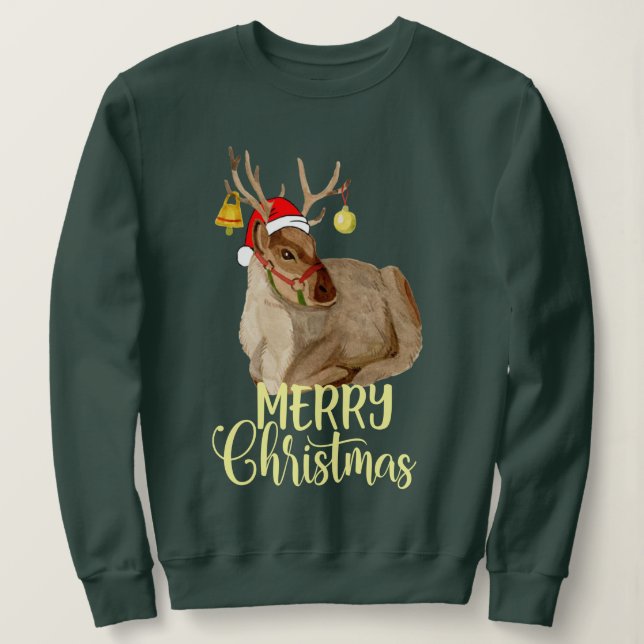 Musical Reindeer Rudolph God jul lustigt T Shirt (Design framsida)