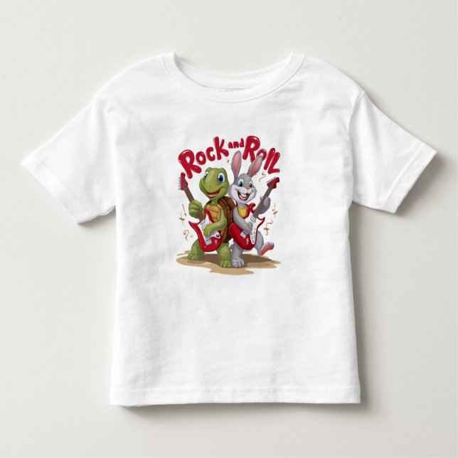 Musical Reptile and Hare Sten Out Roll T Shirt (Framsida)