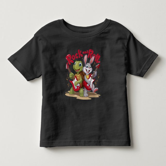 Musical Reptile and Hare Sten Out Roll T Shirt (Framsida)
