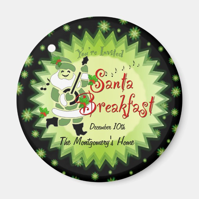 Musical Santa Elf Breakfast-inbjudan Magnet (Framsidan)