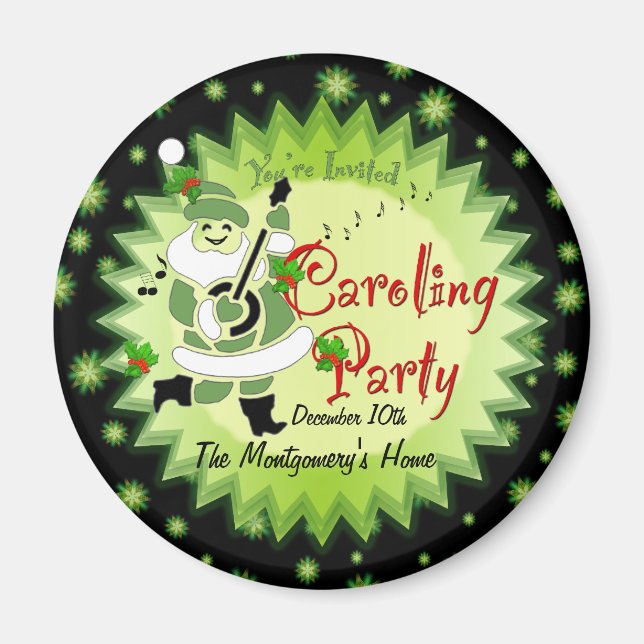 Musical Santa Elf Caroling Party bjudan Magnet (Framsidan)
