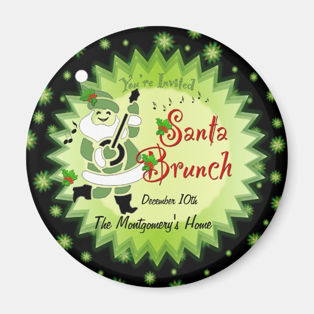 Musical Santa Elf-julinbjudan till Brunch Magn Magnet (Framsidan)