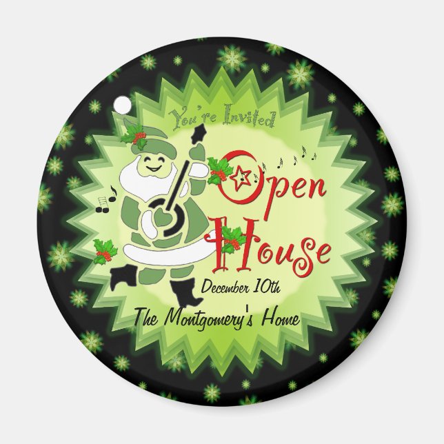 Musical Santa Elf Open House-inbjudan Magnet (Framsidan)